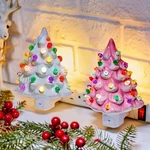 Brightown 2 Pack Ceramic Christmas Tree Night Light, Pink And White. Fixed Price $22.99.