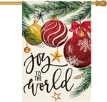 Joy To The World Christmas House Flag 28X40 Inch Double Sided, Holly Ornament Ba. Fixed Price $14.81.