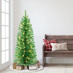 Puleo International 4FT. Pre-lit Green Tinsel Artificial Christmas Tree W Lights. Fixed Price $46.00.