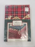 Vtg Christmas Holiday Home Statements Tablecloth 60X118" Oblong New & Sealed. Fixed Price $29.99.