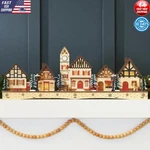 Pre Lit Wooden Christmas Village Decor Led Lights Timer Home Mantel Entryway New. Fixed Price $122.66.