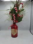 Melrose International Red Mercury Glass Christmas Bottle Floral Candy Cane Decor. Fixed Price $13.46.