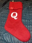 Red Holiday Monogrammed Cable Knit Christmas Stocking Initial Letter Q- 20 Nwt. Fixed Price $15.00.