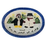 Christmas Serving Platter Penguin Friends Enesco Pottery Julie Ueland 14.5X11.25. Fixed Price $29.99.
