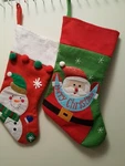 Two Fun 3-D Christmas Stockings: Santa & Frosty 16" X 8.5". Fixed Price $8.00.