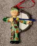 Personalized Male Hunter With Bow Camouflage Christmas Tree Ornament. Fixed Price $14.95.