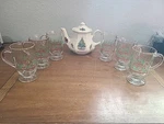 Salem Teapot Green Set 7 Christmas Tree Porcelain Sadler, Nice No Box!. Fixed Price $29.95.