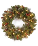 National Tree COMPANY-20" Crestwood Spruce Christmas Wreath Silver Cones Lights. Fixed Price $35.99.