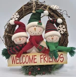 Christmas Snowman Hanging Wreath Wall Indoor Outdoor Handmade 13X13. Fixed Price $20.98.