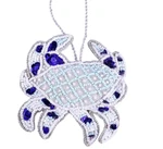 4" Snow Crab Christmas Ornament Beaded Tree Decoration, White & Blue. Fixed Price $10.95.