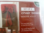 Bed Bath And Beyond Winter Holly Set Of 2 Chair Bows New Package. Fixed Price $7.69.