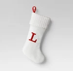 New Wondershop Initial Monogram Knit 19" Christmas Stocking White Letters. Fixed Price $6.78.