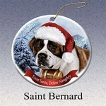 Holiday Pet Gifts Bernard Santa Hat Dog Porcelain Christmas Tree Ornament. Fixed Price $15.95.