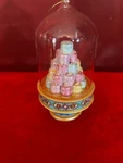 Christmas Ornament Cake Glass Dome Sitting On Gold Color Pedestal 4.5". Fixed Price $9.95.
