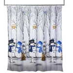 Skl Home Christmas Winter Friends Snowman Shower Curtain, Blue. Fixed Price $37.18.