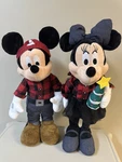 Gemmy Disney Christmas Mickey Minnie Door Greeters Flannel Denim Clothes 21 Inch. Fixed Price $67.99.