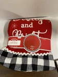 Nwy Holiday Time Xmas Tree Skirt 48 "merry And Bright" Red With Buffalo Trim. Fixed Price $12.00.