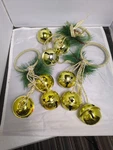 Lot Of 3 Gold Jingle Bell Christmas Door Hangers Greenery Pinecones Holiday Deco. Fixed Price $24.99.