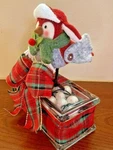 8 X6 Glass Block Lighted Table Display Christmas Holiday Decor Bird/bomber Hat. Fixed Price $10.00.