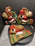 Burwood Christmas Bears Wall Hanging Plaques Sled Presents Tree Set 3 Usa. Fixed Price $25.00.