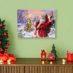 Northlight Lighted Santa With Christmas Tree Canvas Wall Art 11.75 X 15.75. Fixed Price $19.49.