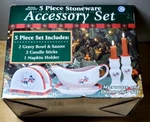 5 Pc Royal Seasons Stoneware Napkin Gravy Dish W/plate 2 Candle Holders. Fixed Price $29.99.