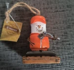 Ganz 2010 S'mores Snowman Hunter Christmas Ornament With Orange Hat & Tag.. Fixed Price $15.00.