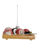Sushi On Wood Plank + Chopsticks Glass Christmas Tree Ornament Japanese Food. Fixed Price $28.00.