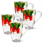 Stpgoods Red Currant Glass Mug Set Tea Coffee 4X11 Oz. Fixed Price $32.95.