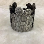Pewter Snowman Family Candle Holder Metal Holiday Glass Bottom 3 1/2. Fixed Price $9.38.