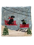 Peking Handicraft Wool Hook Holiday X16 Pillow Case Dogs Riding Ski Lifts. Fixed Price $34.98.
