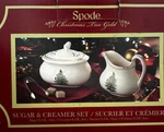 Spode Sugar Creamer Set Christmas Tree Gold New Boxed Holidays S3324-A15. Fixed Price $34.99.