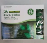 Christmas Ge Led Lights 26 C-9 Crystal Green 16.6' Energy Smart Indoor Outdoor. Fixed Price $14.75.