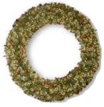 National Tree Company 72" Wintry Pine Wreath With Cones, Red Berries, Snowflakes. Fixed Price $399.00.