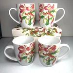 Paula Deen Christmas Wreath K014 Coffee/cocoa/hot Cider Mugs Cups - Set. Fixed Price $14.99.
