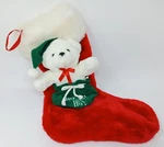 Vintage Plush White Teddy Bear Christmas Stocking Ho Red Green Tb Trading. Fixed Price $24.99.