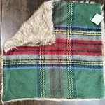 Pottery Barn Stewart Plaid Fur Back Pillow Cover 24" Green Christmas Holiday. Fixed Price $49.00.