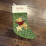 Rare Nwt Pottery Barn Crewel Reindeer Comet Green Christmas Stocking Mono Mateo. Fixed Price $24.50.