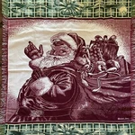Vtg Santa Claus Christmas Woven Tapestry Throw Blanket Gifts Plush Tassel Trim. Fixed Price $24.49.