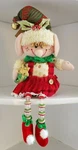 Christmas Shelf Sitter Fabric Girl Button Legs Hannas Handiworks Doll 75024. Fixed Price $19.54.