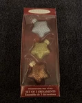 Silver Gold Bronze Li'l Stars Metallic New Hallmark Mini Glass Ornament 2000-TJ. Fixed Price $10.00.