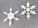Vintage Handmade Clear Acrylic Beaded Snowflake Christmas Ornament Lot Of 2 - 4". Fixed Price $12.00.