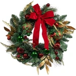 Kurt Adler Unlit Christmas Wreath, Gold, Red, And Green Ribbon, 24IN. Fixed Price $68.56.