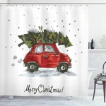 Ambesonne Christmas Shower Curtain, Retro Style Car Xmas Tree Vintage Family Ill. Fixed Price $30.73.