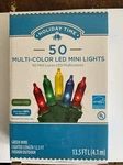 Holiday Time Multi-color Led Mini Lights 50 Count Green Wire. Fixed Price $7.50.