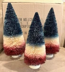 Set Of 3 Bethany Lowe Patriotic Bottle Brush Trees With Box Red White & Blue. Fixed Price $76.99.
