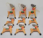 Vintage Set Of 9 Lillian Vernon Wooden Santas Reindeer Christmas Tree Ornaments. Fixed Price $19.99.