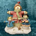 Snowman Family Winter Figurine Christmas Decoration With Birds Resin. Fixed Price $26.22.