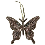 Christmas Ornament Butterfly Beaded Sequins Pink Gold Holiday Tree Decoration. Fixed Price $14.00.