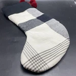 Hearth & Hand Magnolia Christmas Holiday Stocking Black White Plaid Poms 19. Fixed Price $15.99.